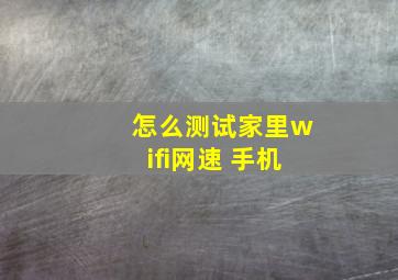 怎么测试家里wifi网速 手机